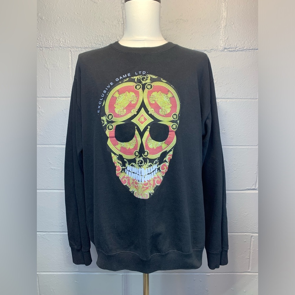Exclusive Game Limited Edition Black Crew Neck Sweatshirt Royal Skull Men's XL